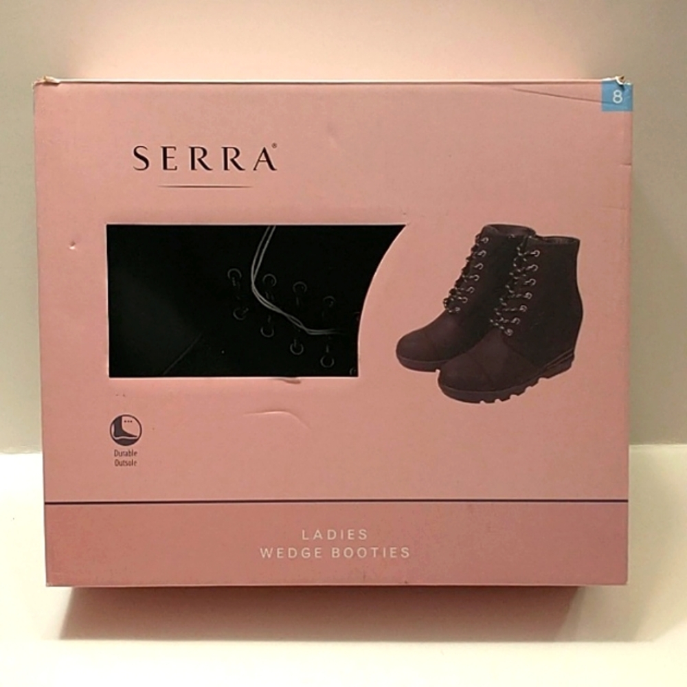 Serra Ladies Wedge Booties Size 8 Black Color
